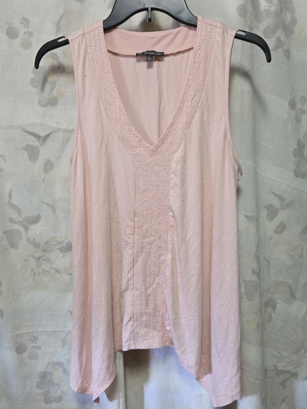Adrianna Papell Pale Pink Textured V-Neck Tank